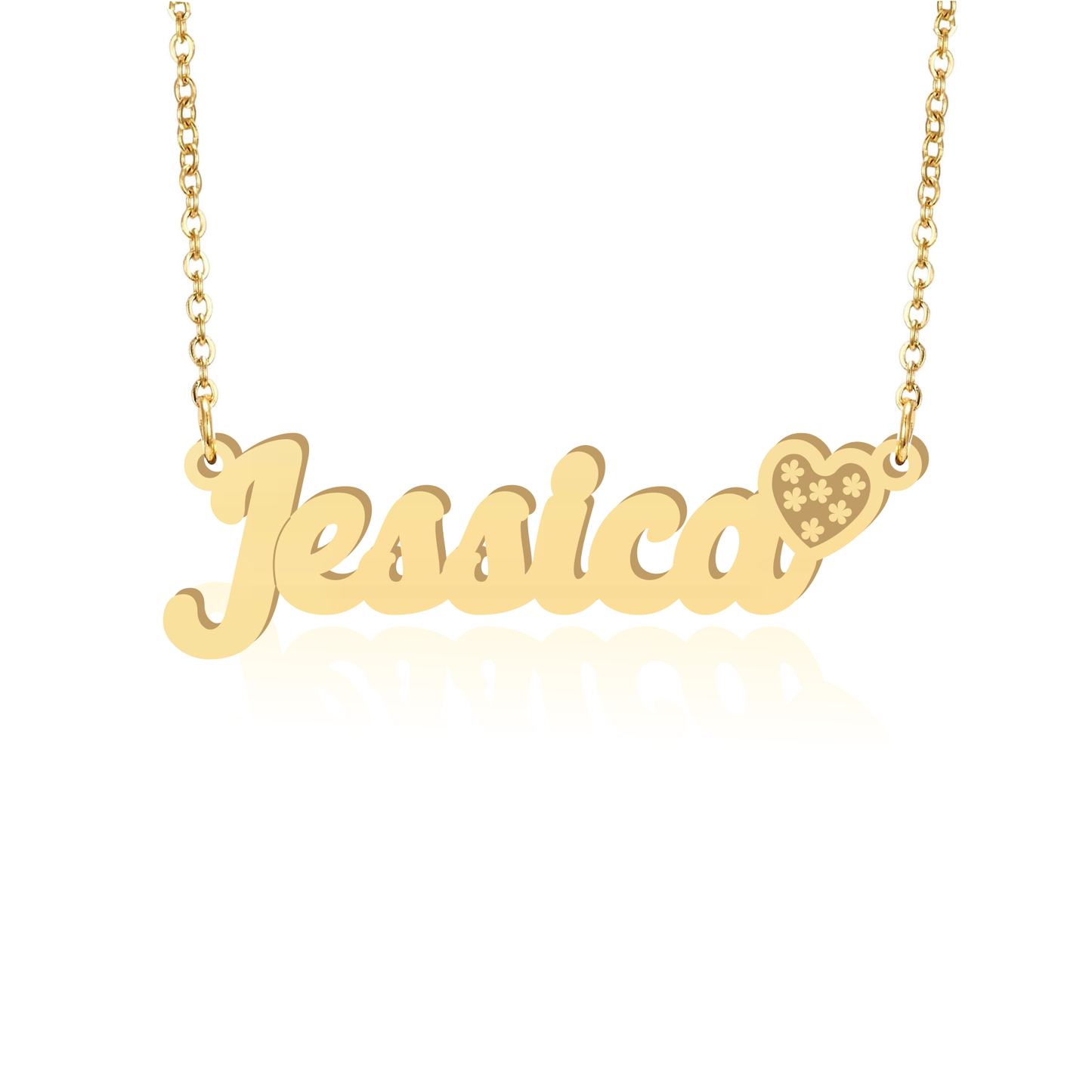 Prime & Pure 9K Yellow Gold Name Necklace Jessica with Heart