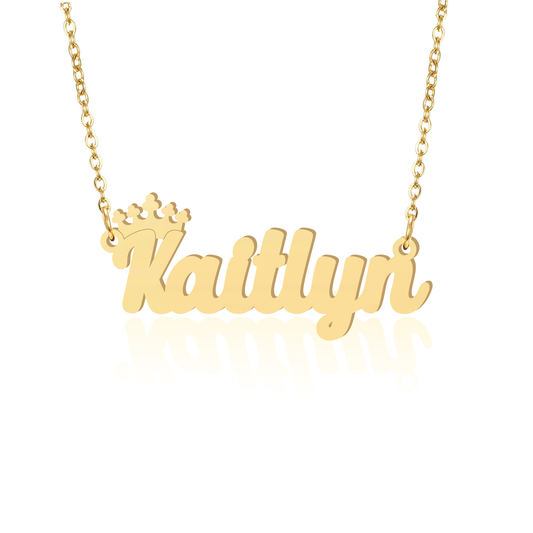 Prime & Pure 9K Yellow Gold Name Necklace Kaitlyn with Crown