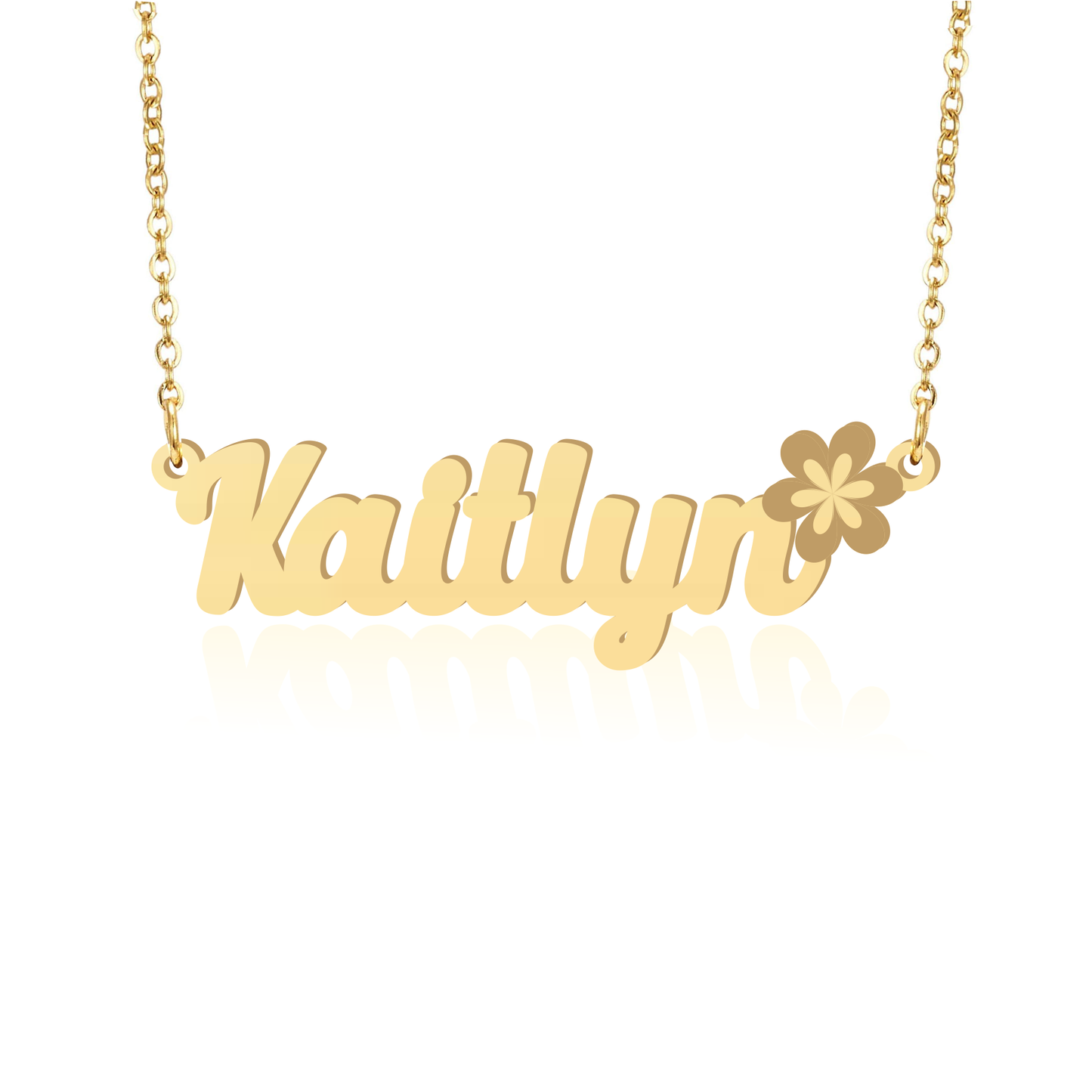 Prime & Pure 9K Yellow Gold Name Necklace Kaitlyn with Flower