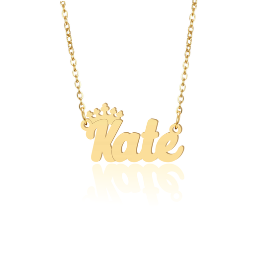 Prime & Pure 9K Yellow Gold Name Necklace Kate with Crown