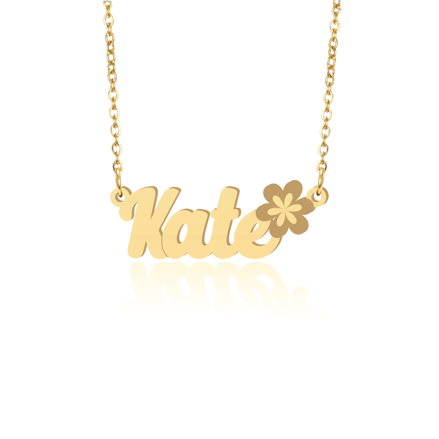 Prime & Pure 9K Yellow Gold Name Necklace Kate with Flower
