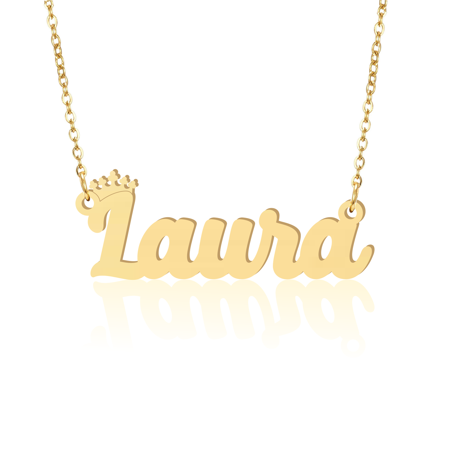 Prime & Pure 9K Yellow Gold Name Necklace Laura with Crown