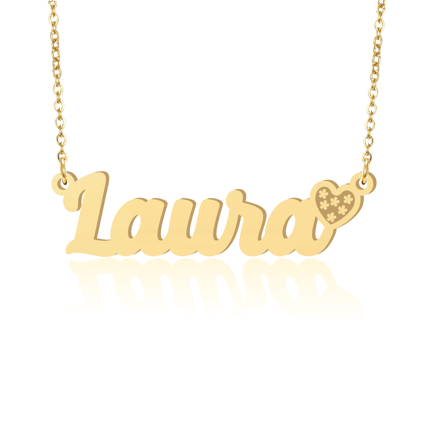 Prime & Pure 9K Yellow Gold Name Necklace Laura with Heart