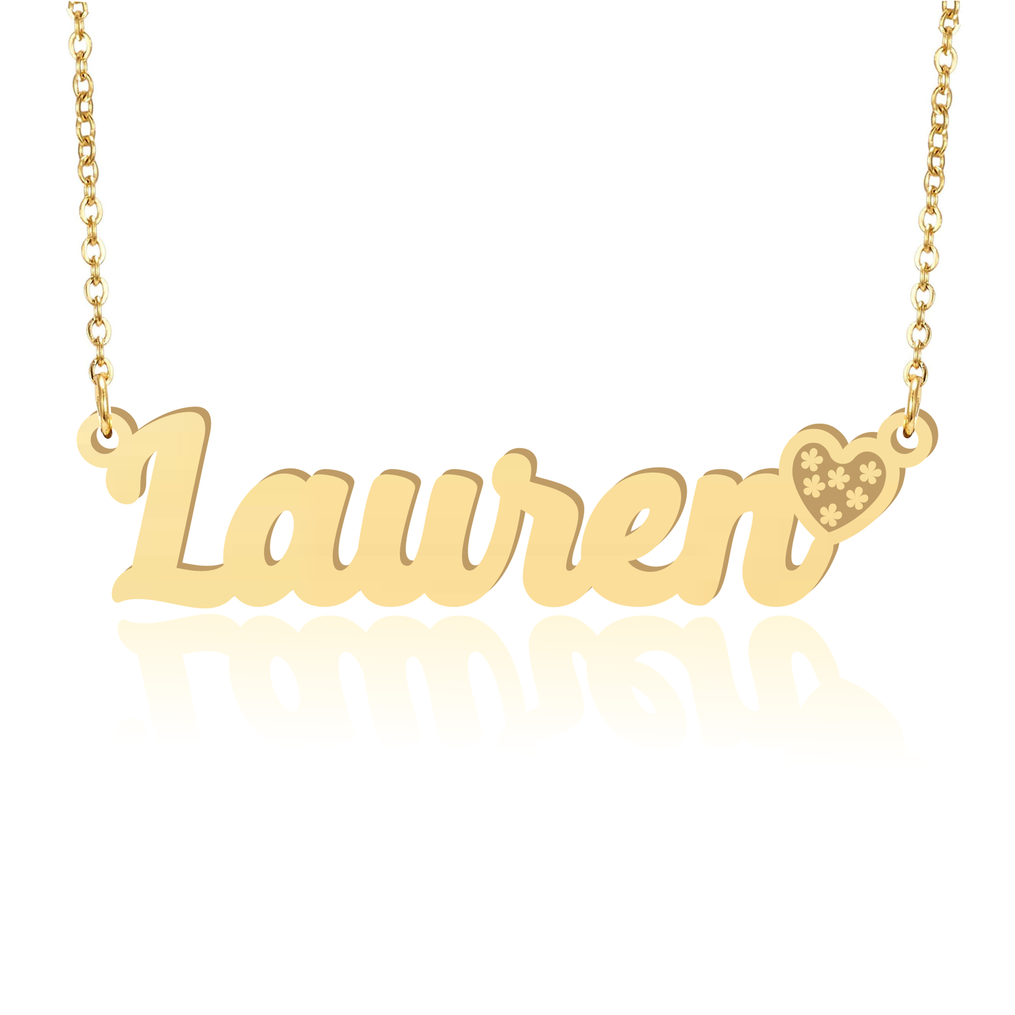Prime & Pure 9K Yellow Gold Name Necklace Lauren with Heart