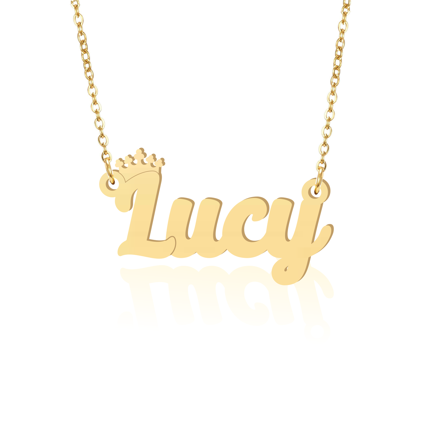 Prime & Pure 9K Yellow Gold Name Necklace Lucy with Crown
