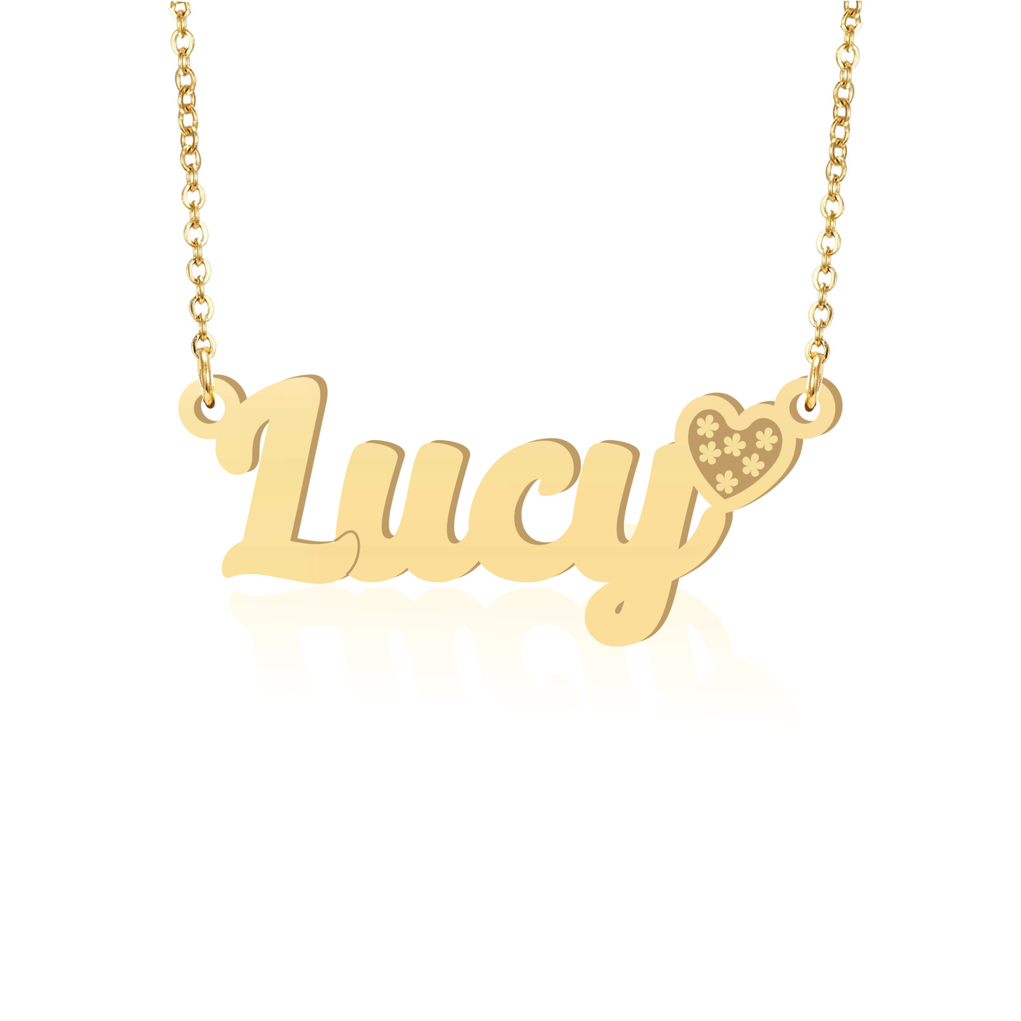 Prime & Pure 9K Yellow Gold Name Necklace Lucy with Heart