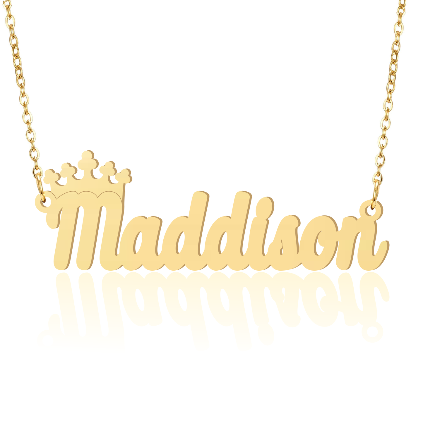 Prime & Pure 9K Yellow Gold Name Necklace Maddison with Crown