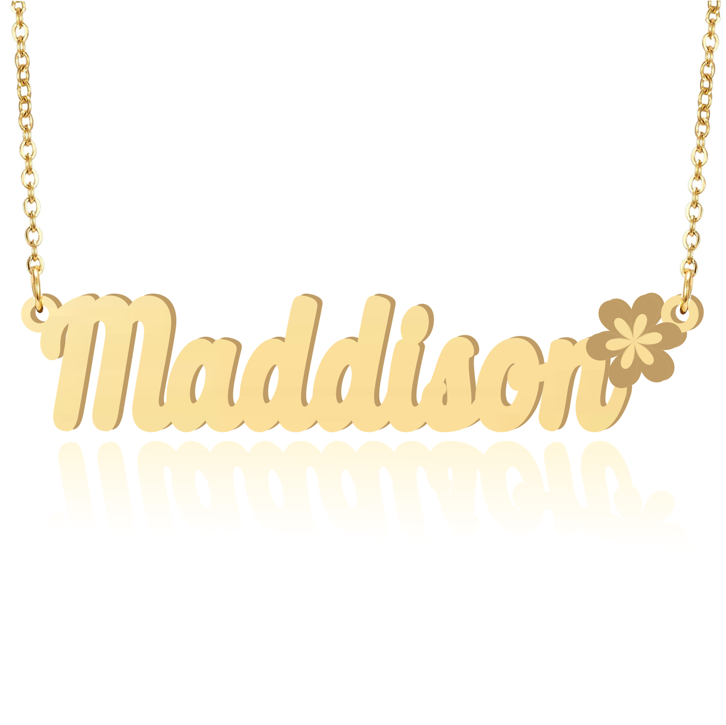 Prime & Pure 9K Yellow Gold Name Necklace Maddison with Flower