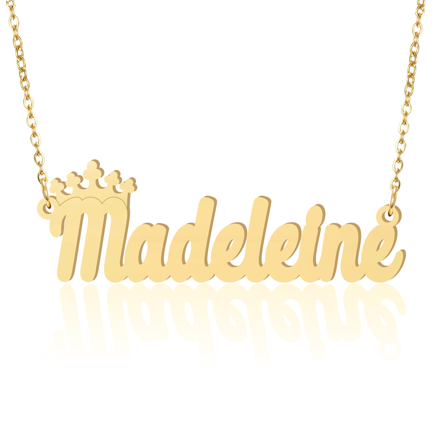 Prime & Pure 9K Yellow Gold Name Necklace Madeleine with Crown