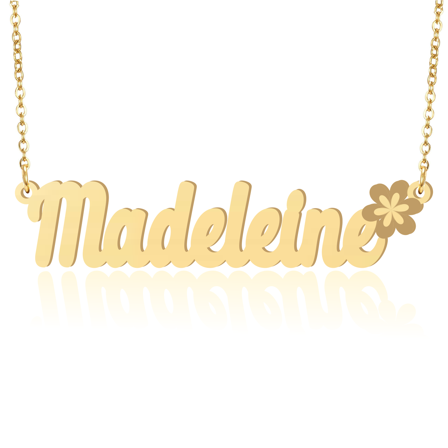 Prime & Pure 9K Yellow Gold Name Necklace Madeleine with Flower