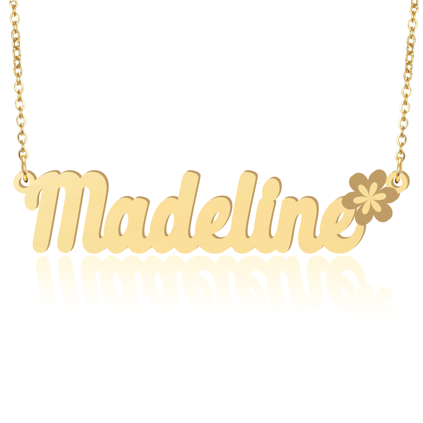 Prime & Pure 9K Yellow Gold Name Necklace Madeline with Flower