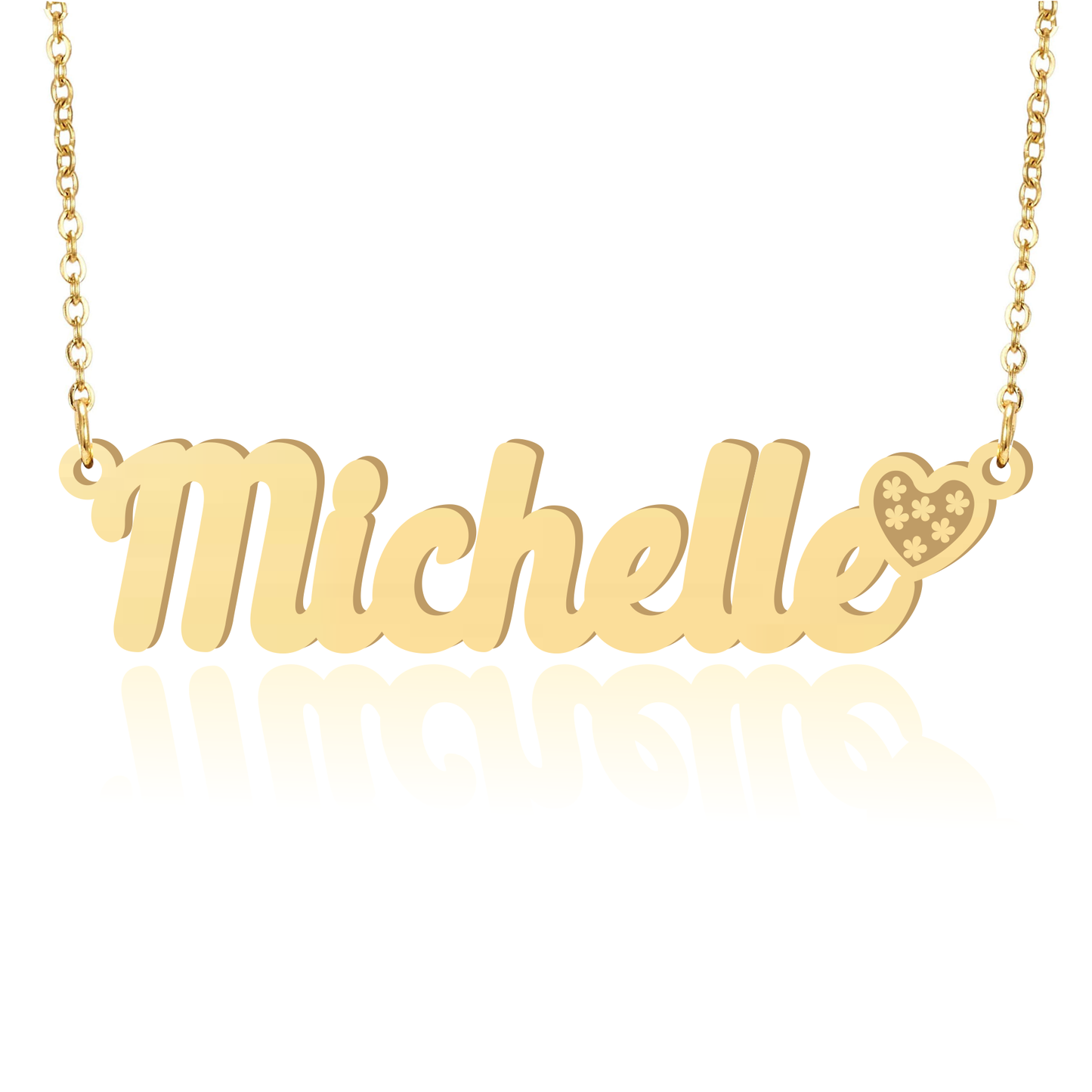 Prime & Pure 9K Yellow Gold Name Necklace Michelle with Heart