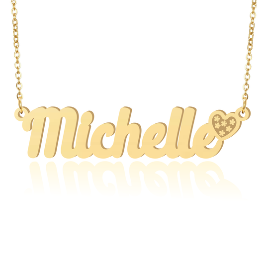Prime & Pure 9K Yellow Gold Name Necklace Michelle with Heart