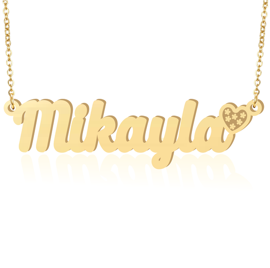Prime & Pure 9K Yellow Gold Name Necklace Mikayla with Heart