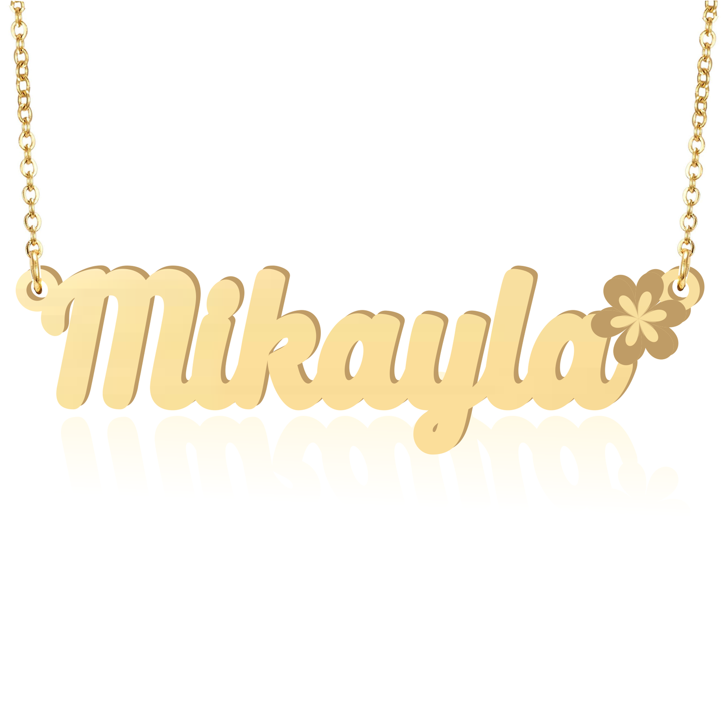 Prime & Pure 9K Yellow Gold Name Necklace Mikayla with Flower