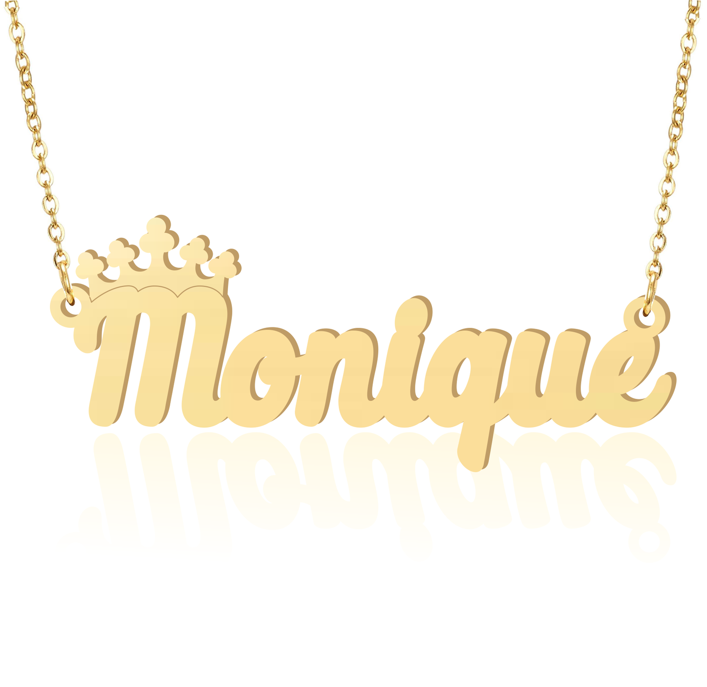 Prime & Pure 9K Yellow Gold Name Necklace Monique with Crown