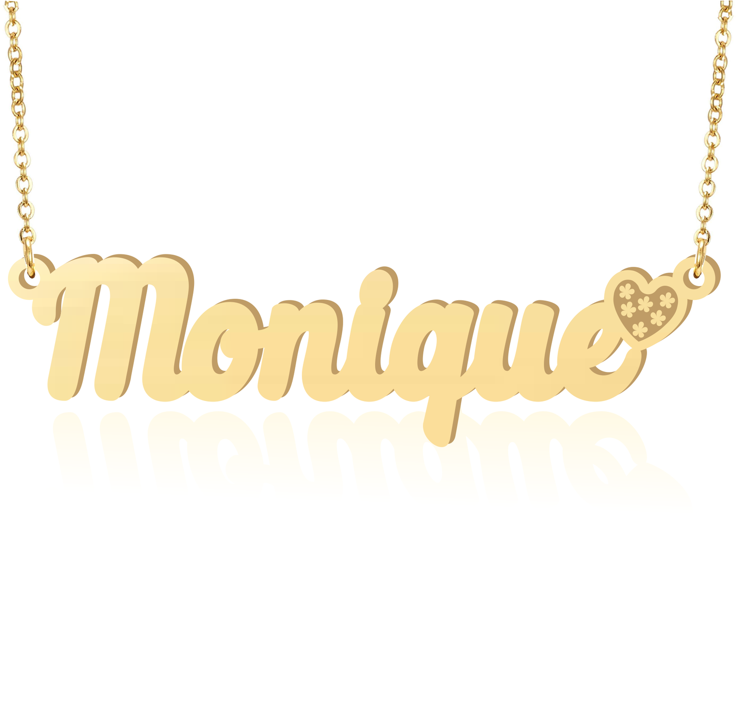 Prime & Pure 9K Yellow Gold Name Necklace Monique with Heart