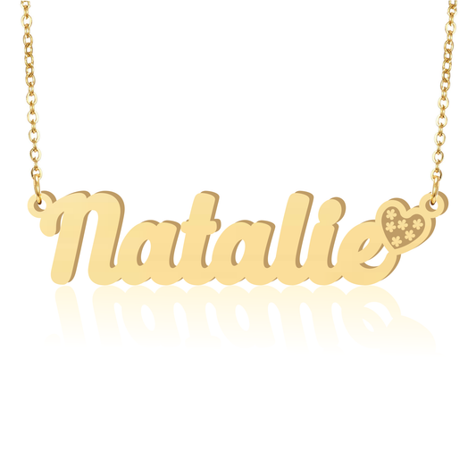 Prime & Pure 9K Yellow Gold Name Necklace Natalie with Heart