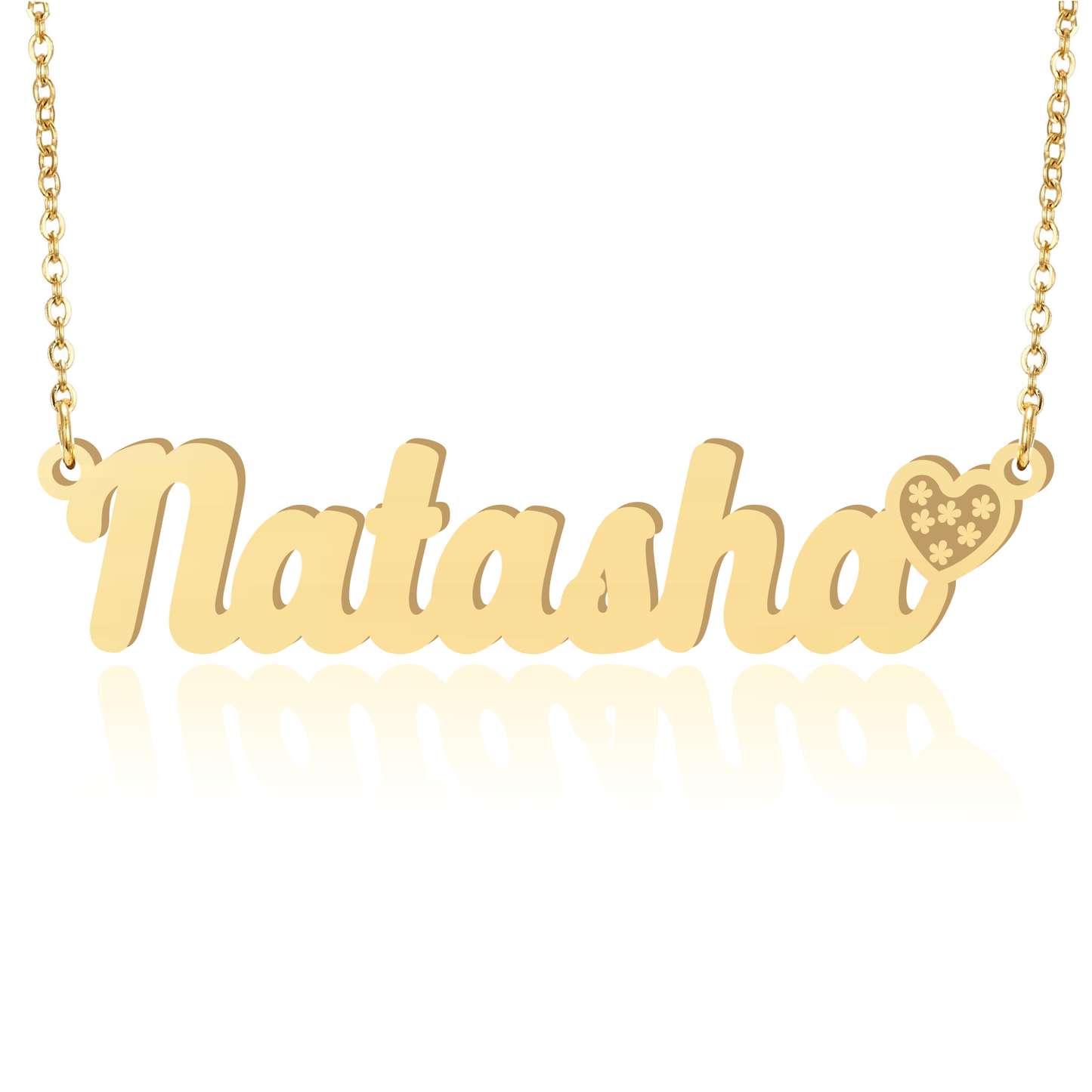 Prime & Pure 9K Yellow Gold Name Necklace Natasha with Heart