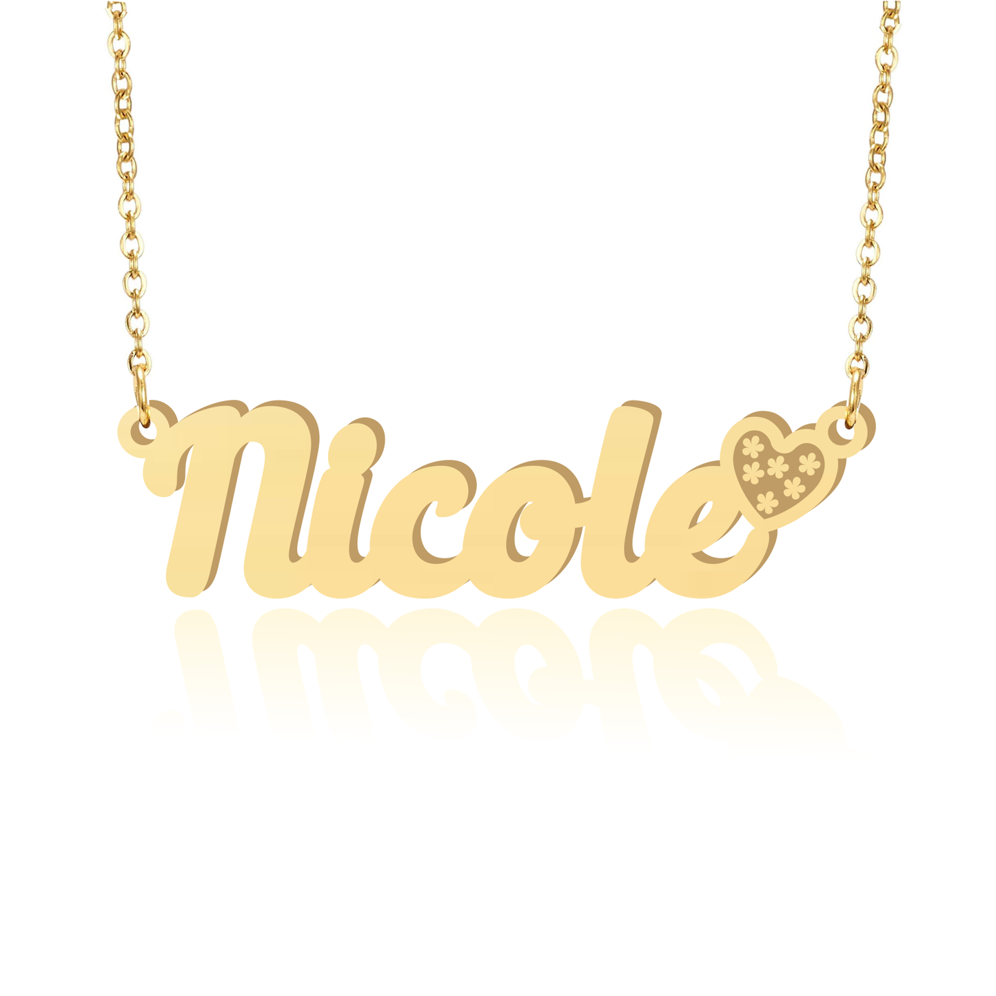 Prime & Pure 9K Yellow Gold Name Necklace Nicole with Heart