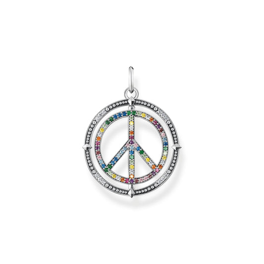 THOMAS SABO Blackened Silver Pendant Peace Sign