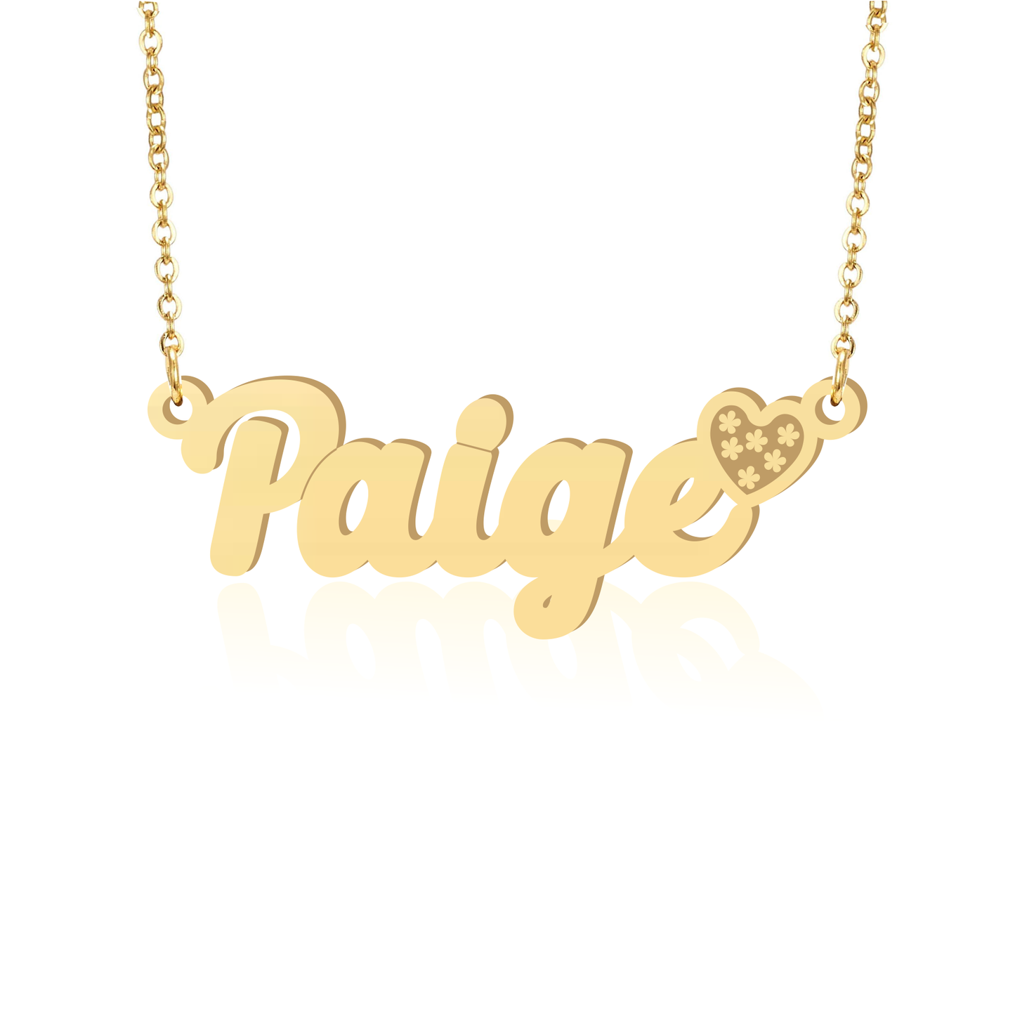 Prime & Pure 9K Yellow Gold Name Necklace Paige with Heart
