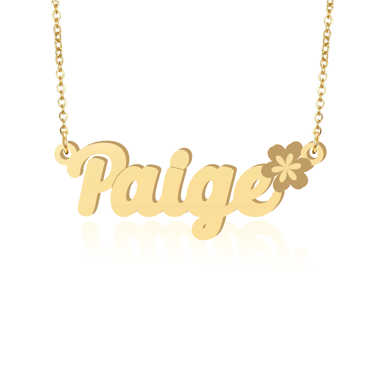 Prime & Pure 9K Yellow Gold Name Necklace Paige with Flower
