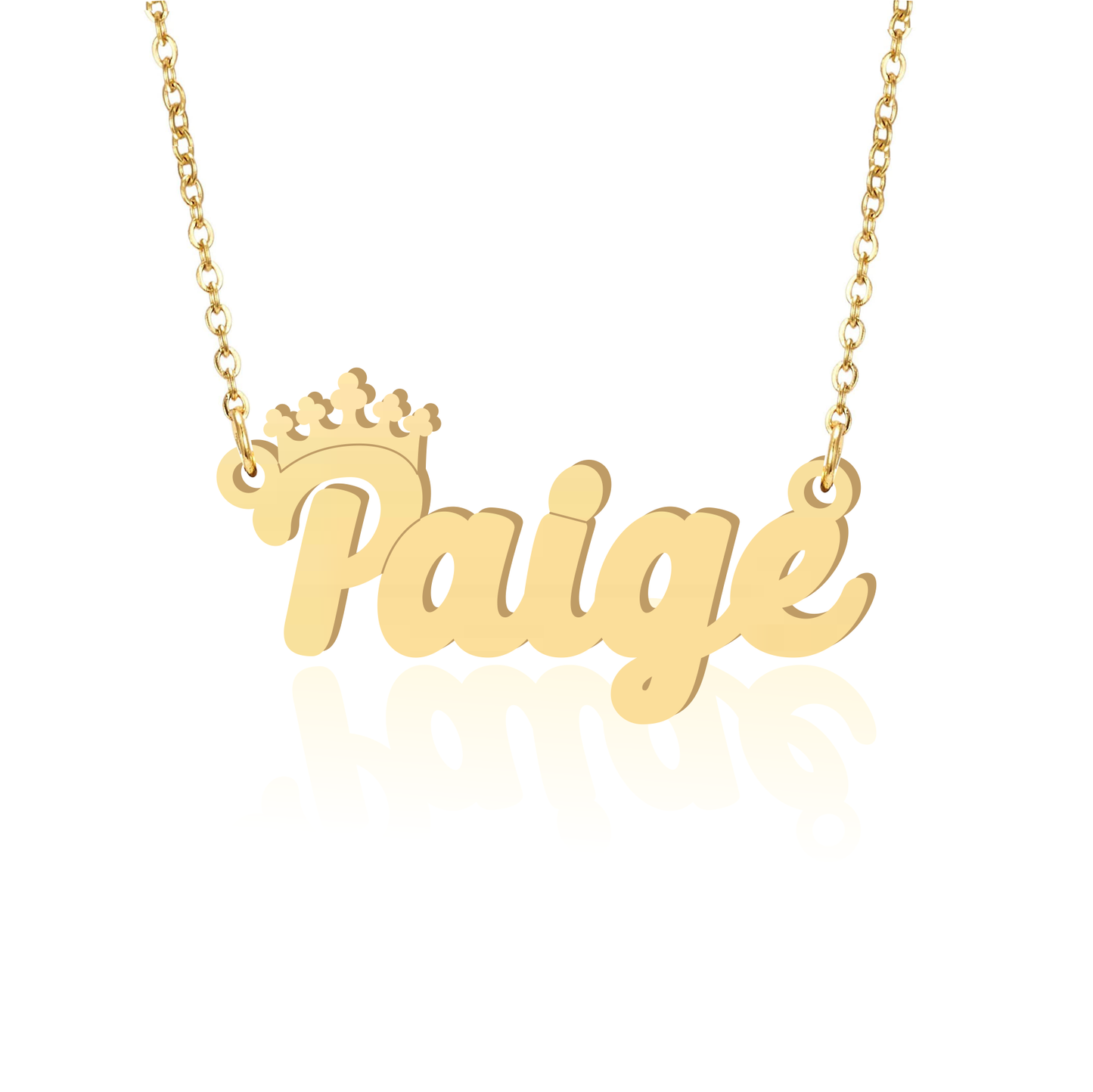 Prime & Pure 9K Yellow Gold Name Necklace Paige with Crown