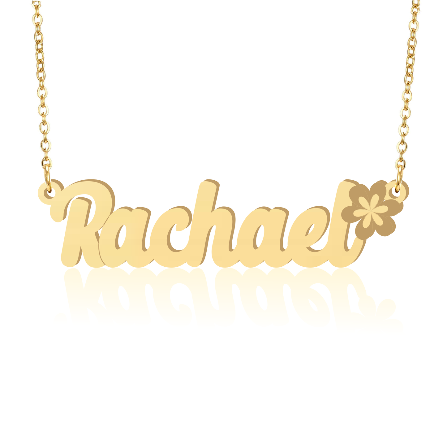 Prime & Pure 9K Yellow Gold Name Necklace Rachael with Flower