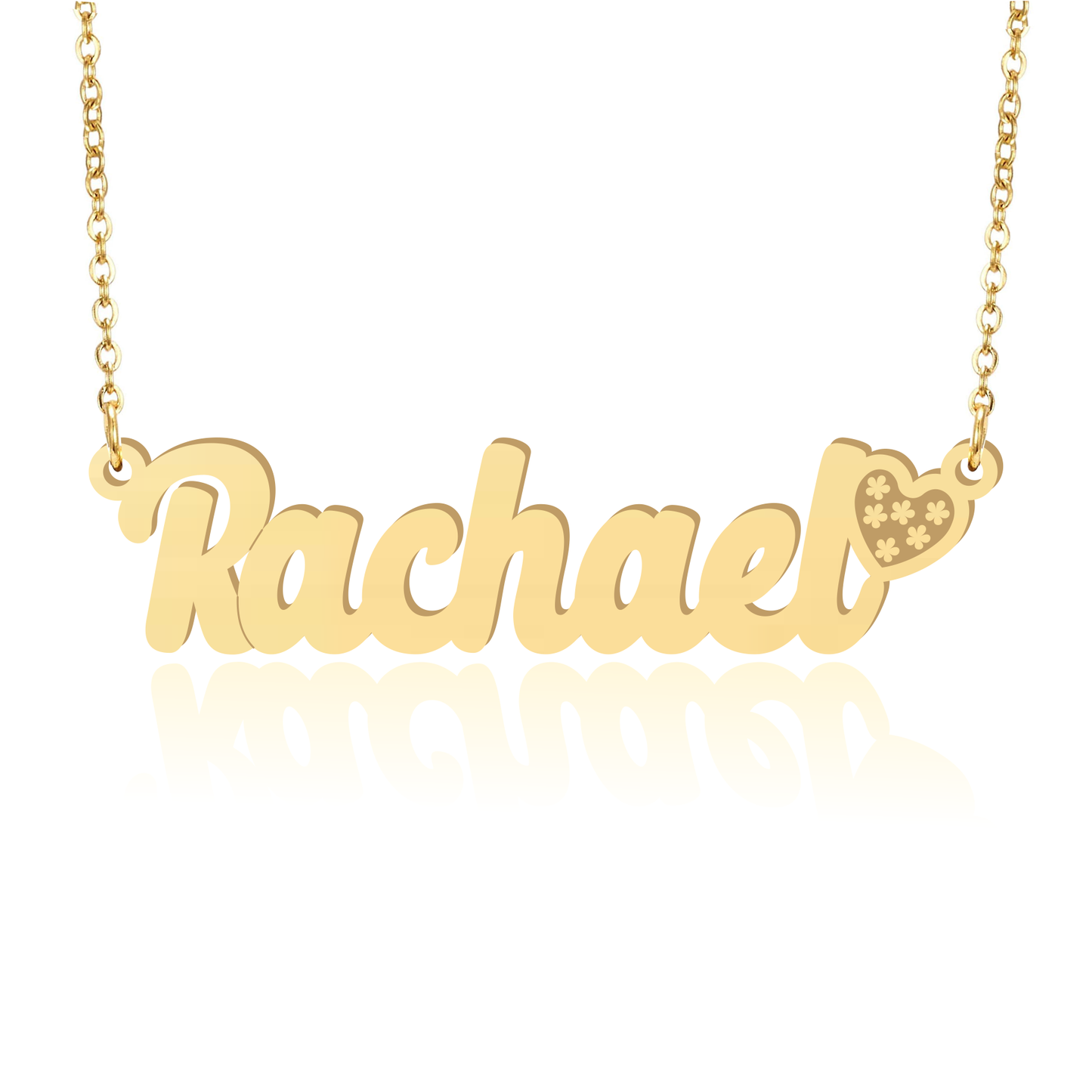 Prime & Pure 9K Yellow Gold Name Necklace Rachael with Heart