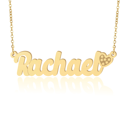 Prime & Pure 9K Yellow Gold Name Necklace Rachael with Heart