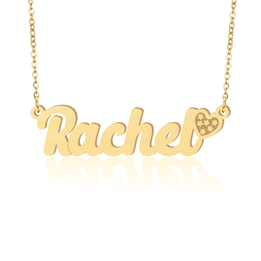 Prime & Pure 9K Yellow Gold Name Necklace Rachel with Heart