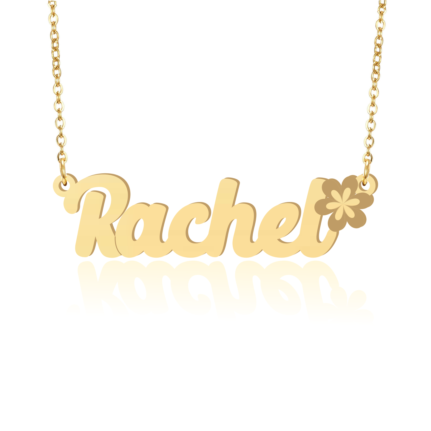 Prime & Pure 9K Yellow Gold Name Necklace Rachel with Flower