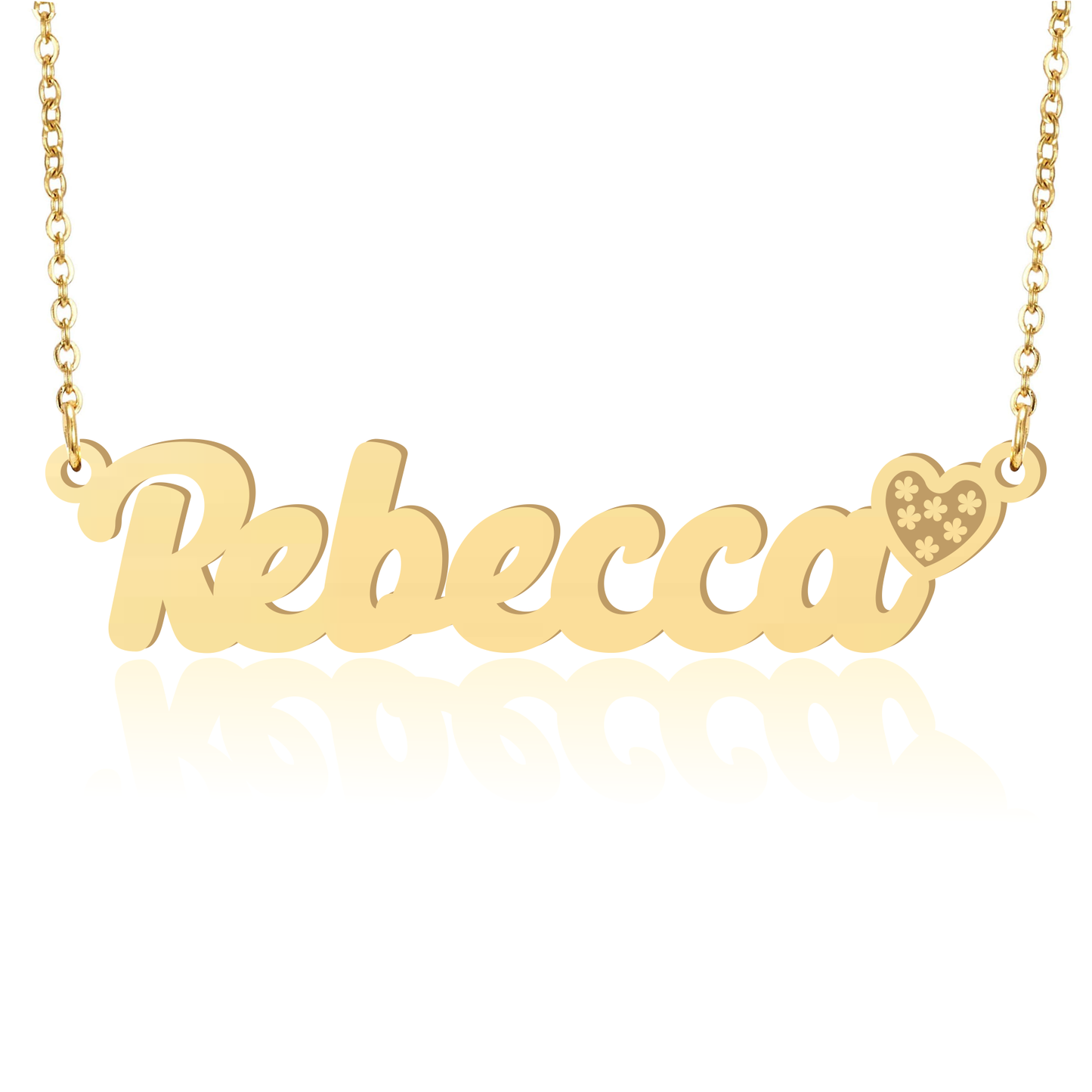 Prime & Pure 9K Yellow Gold Name Necklace Rebecca with Heart