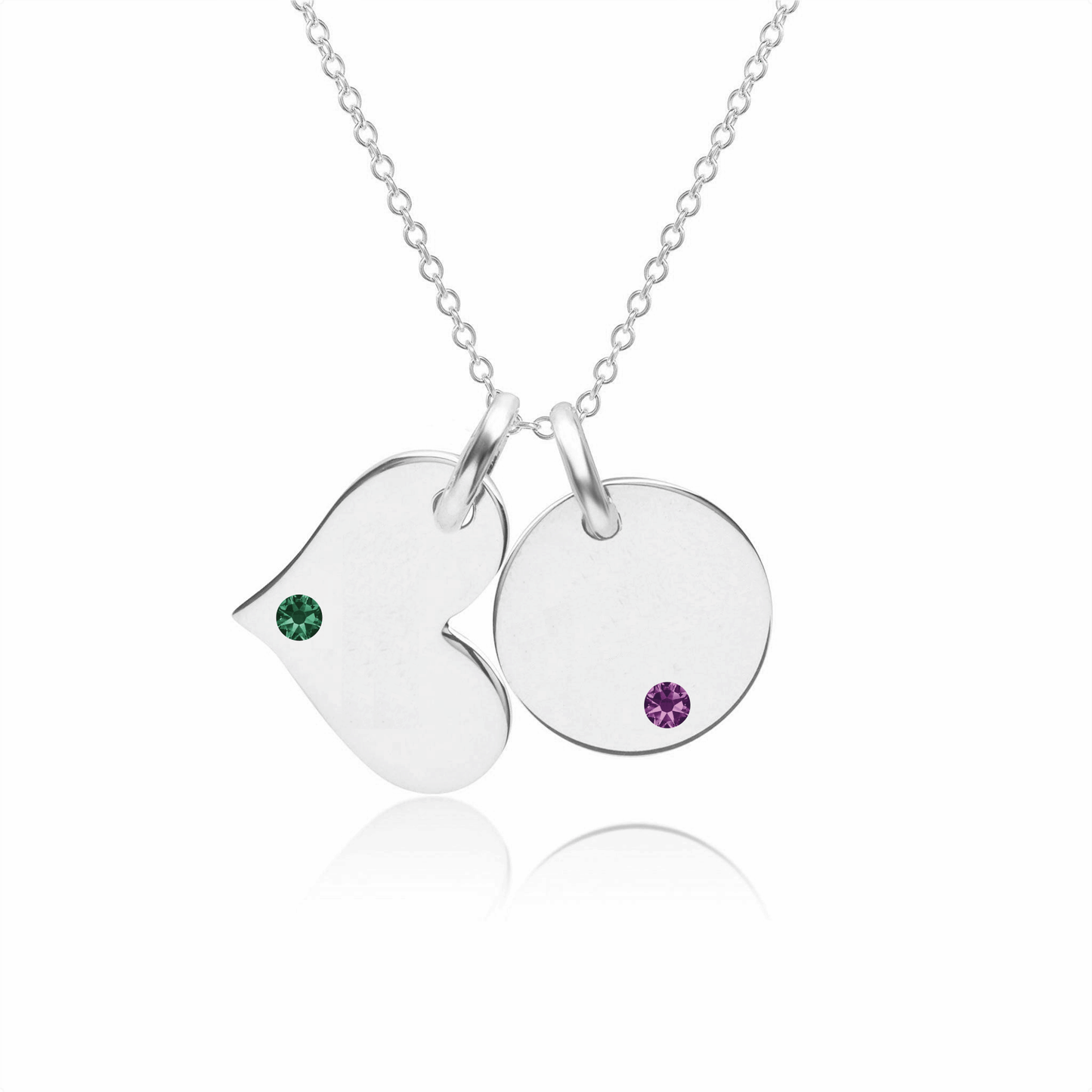 Heart circle Names Birthstones Necklace