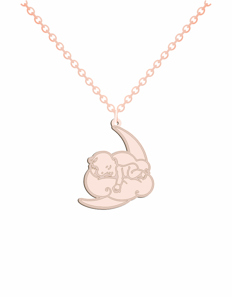 Baby Sleeping Moon Necklace