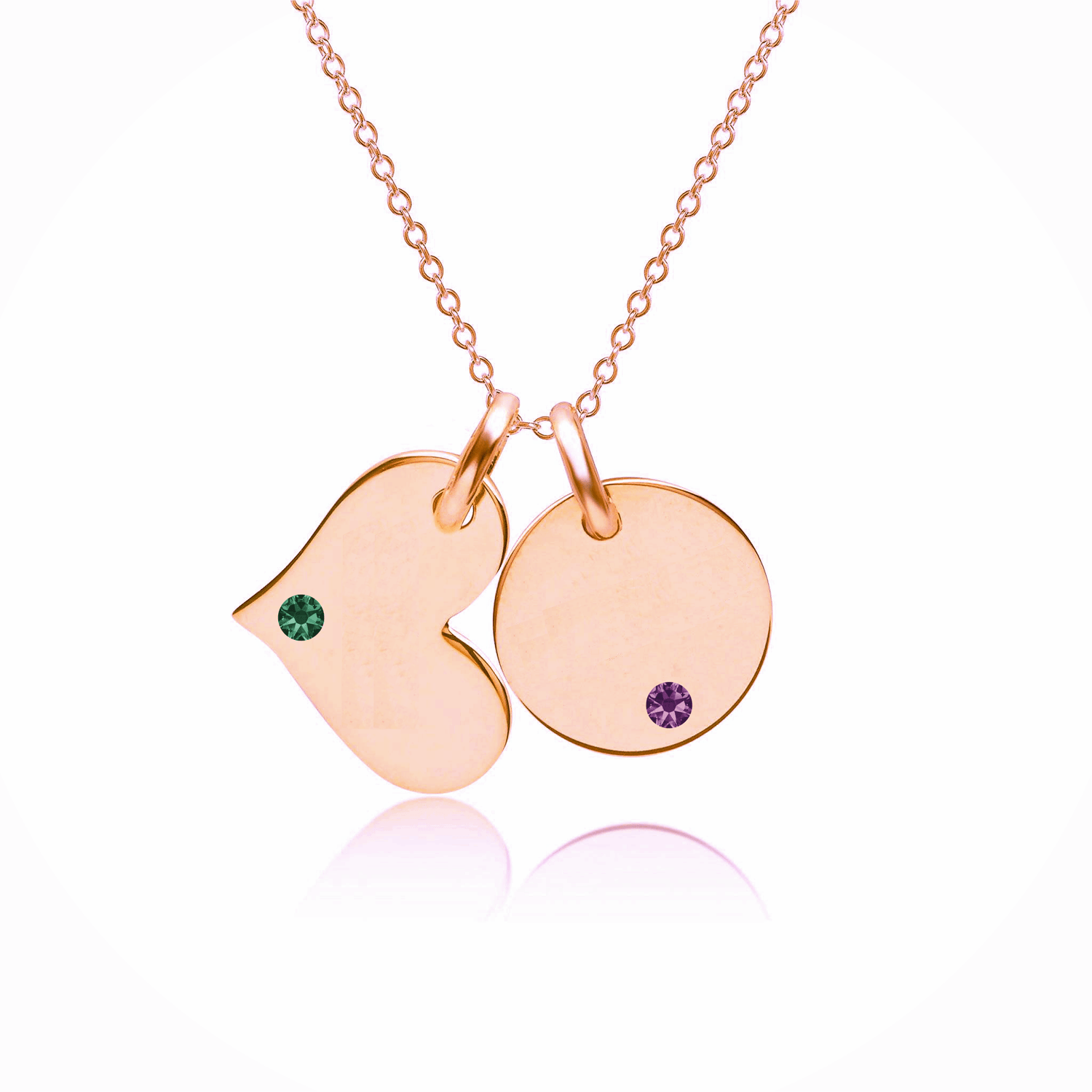 Heart circle Names Birthstones Necklace