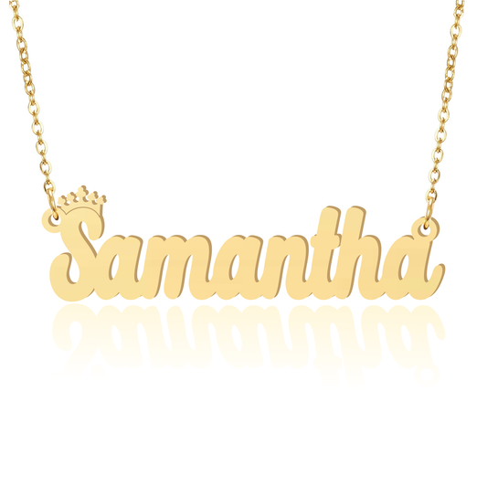Prime & Pure 9K Yellow Gold Name Necklace Samantha with Crown