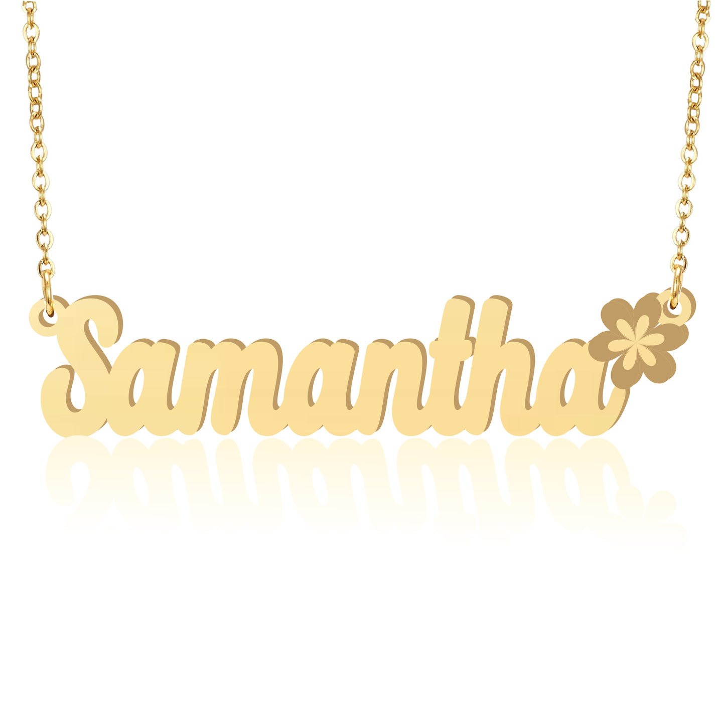 Prime & Pure 9K Yellow Gold Name Necklace Samantha with Flower