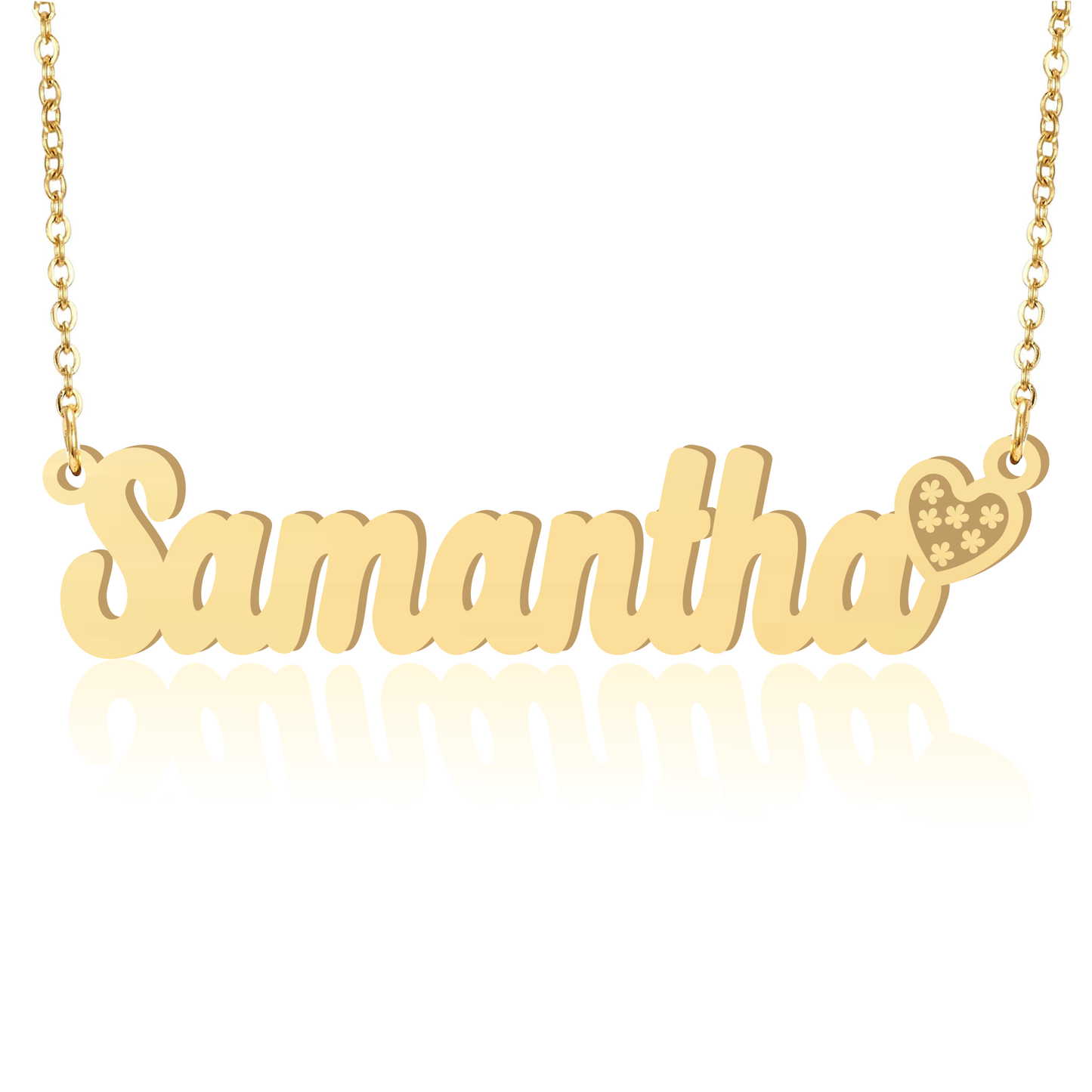 Prime & Pure 9K Yellow Gold Name Necklace Samantha with Heart