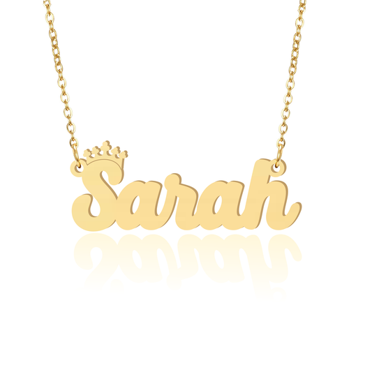 Prime & Pure 9K Yellow Gold Name Necklace Sarah with Crown