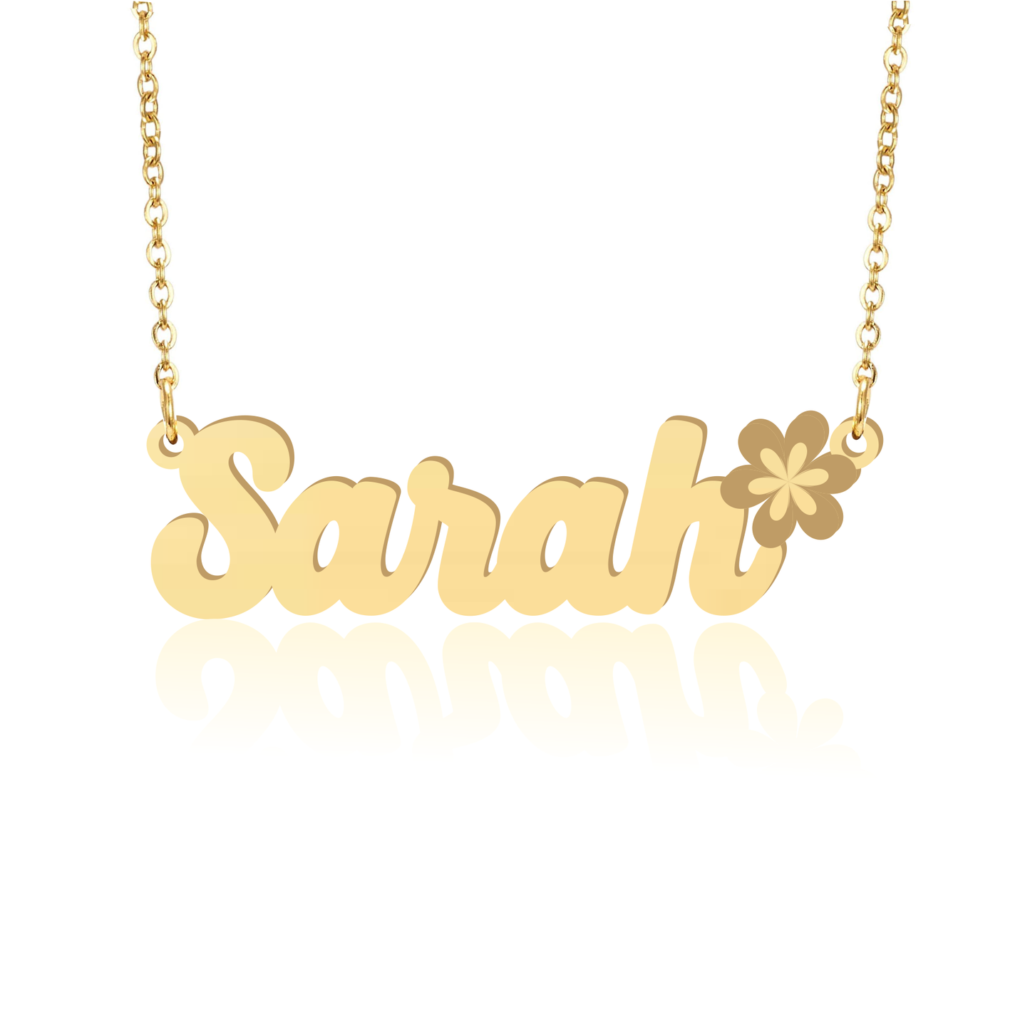 Prime & Pure 9K Yellow Gold Name Necklace Sarah with Flower