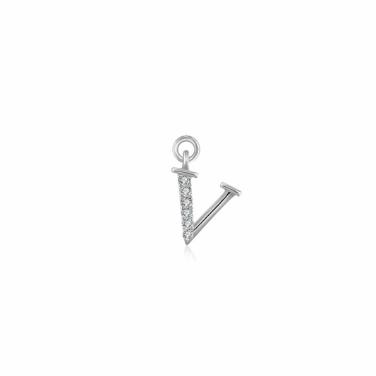 Iced Letter " V " Pendant