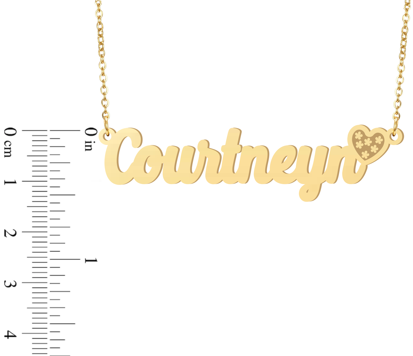 Prime & Pure 9K Yellow Gold Name Necklace Courtneyn with Heart