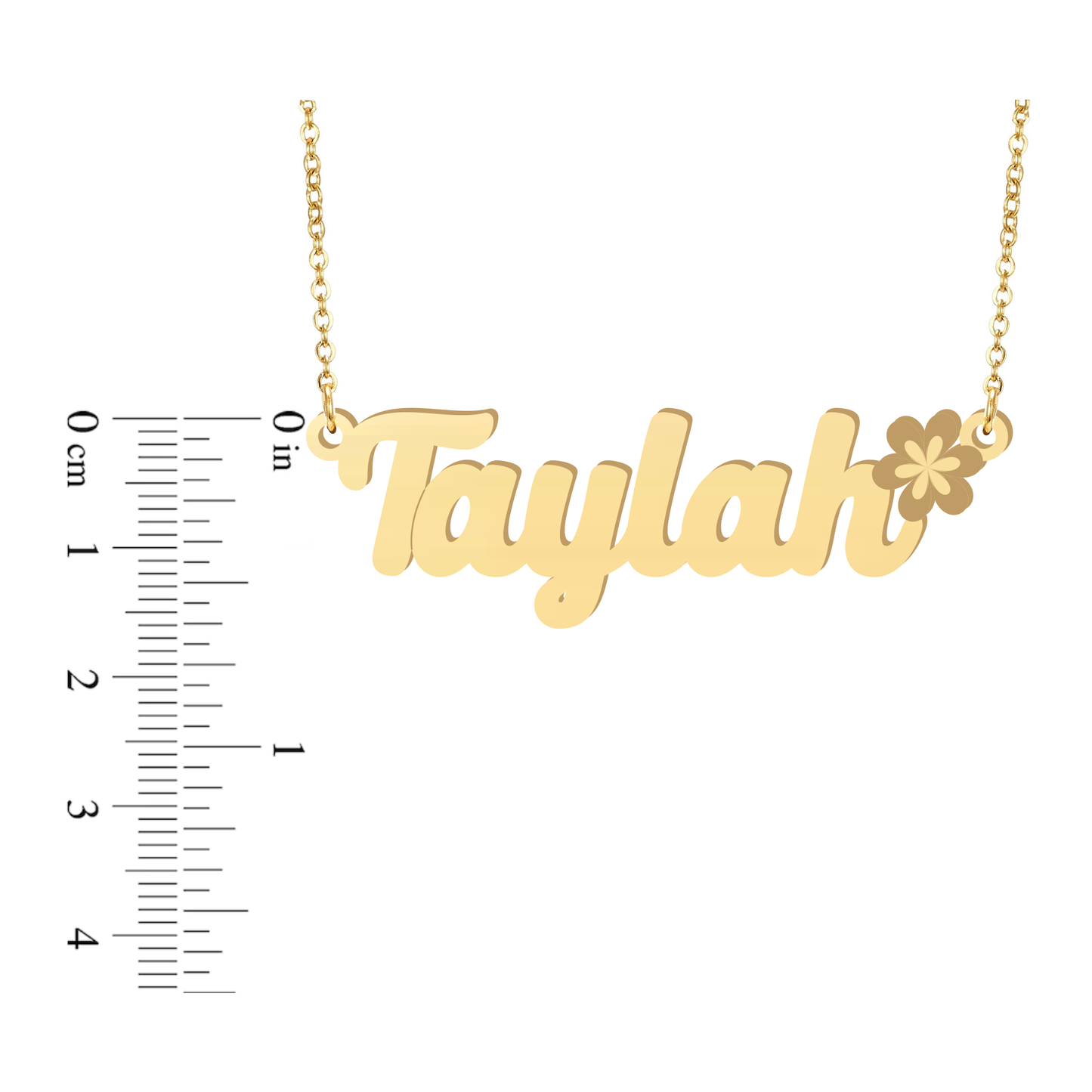 Prime & Pure 9K Yellow Gold Name Necklace Taylah with Flower