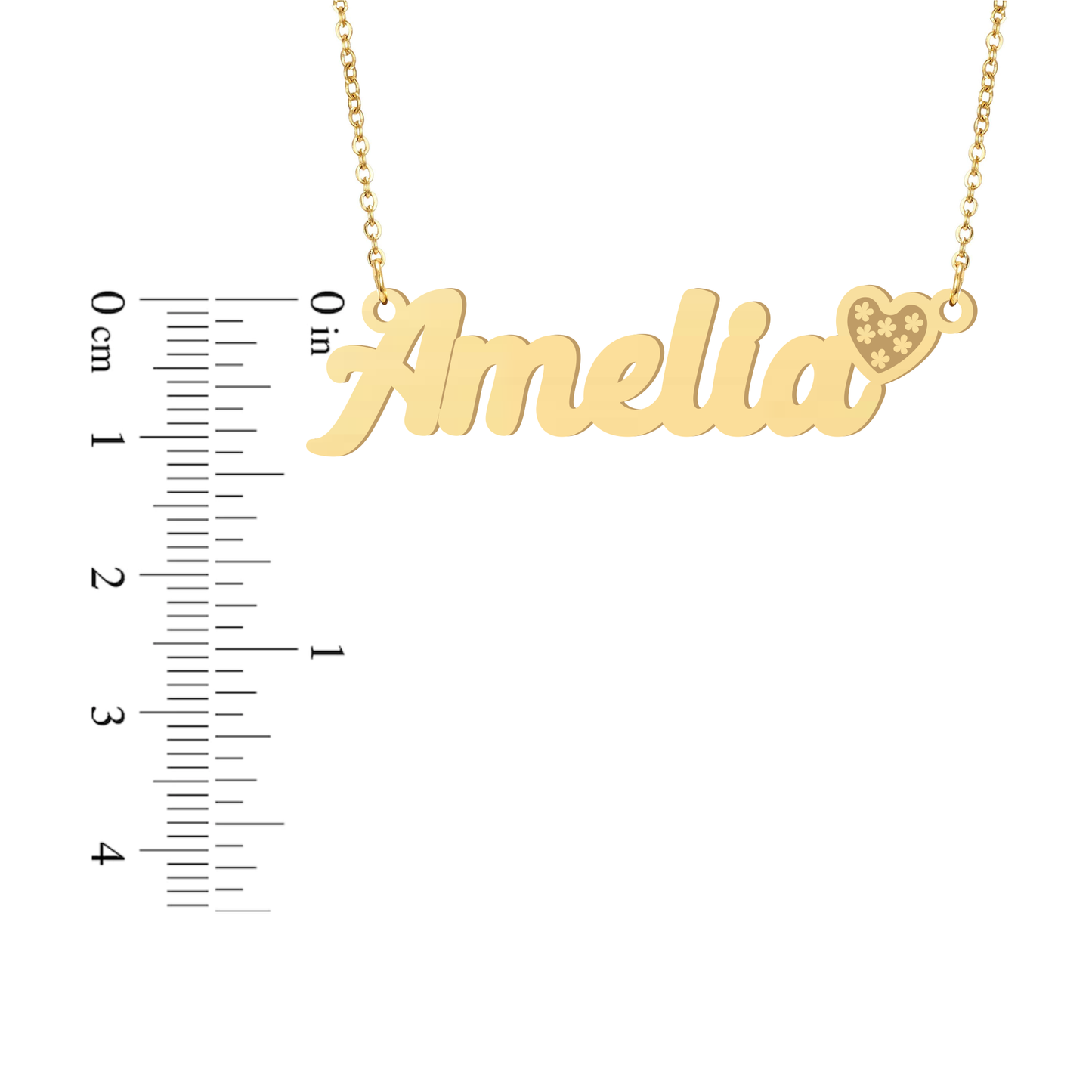 Prime & Pure 9K Yellow Gold Name Necklace Amelia with Heart