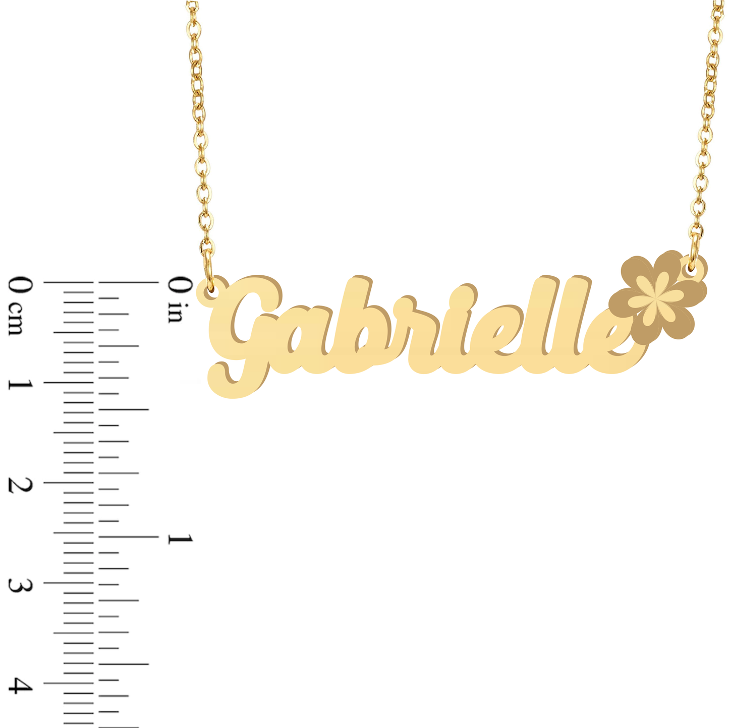 Prime & Pure 9K Yellow Gold Name Necklace Gabrielle with Flower