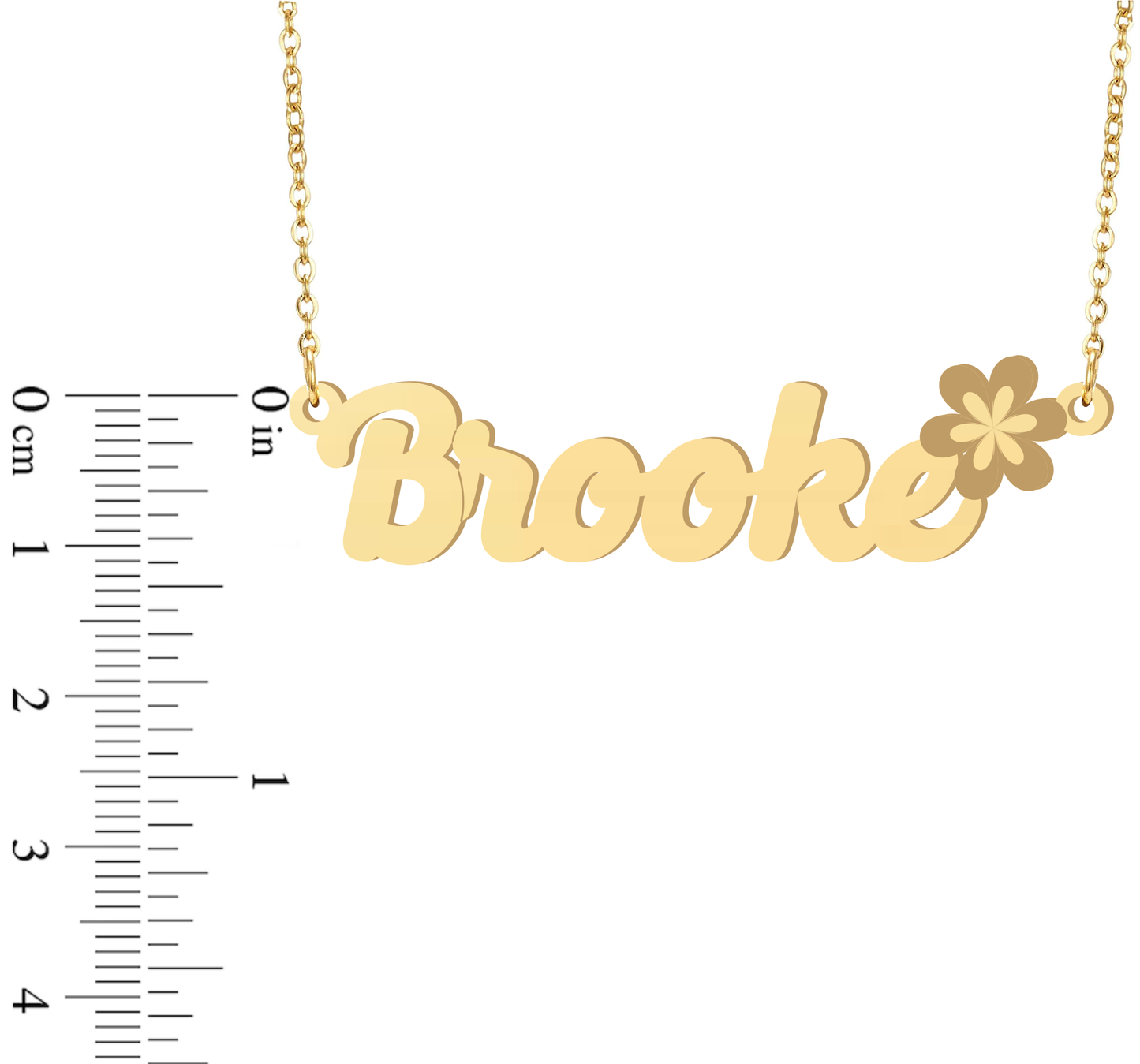Prime & Pure 9K Yellow Gold Name Necklace Brooke with Flower