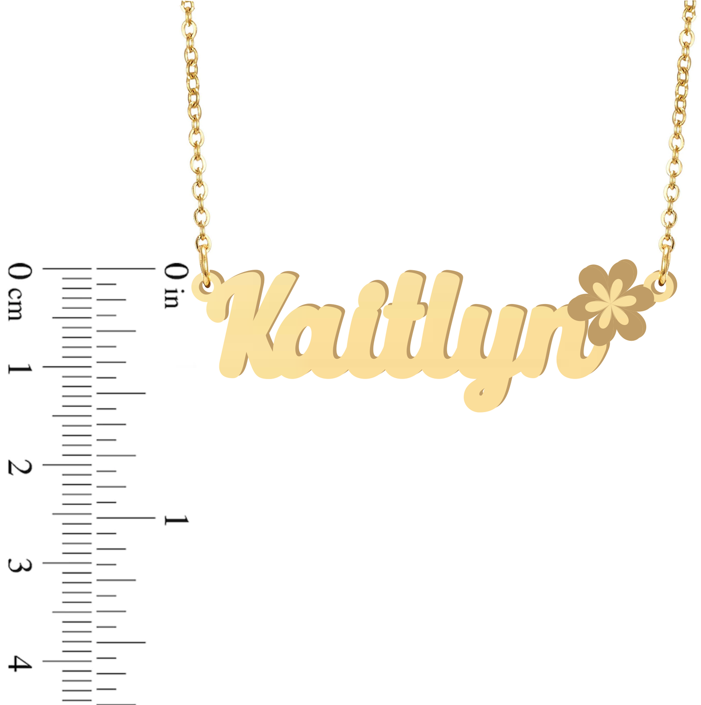 Prime & Pure 9K Yellow Gold Name Necklace Kaitlyn with Flower