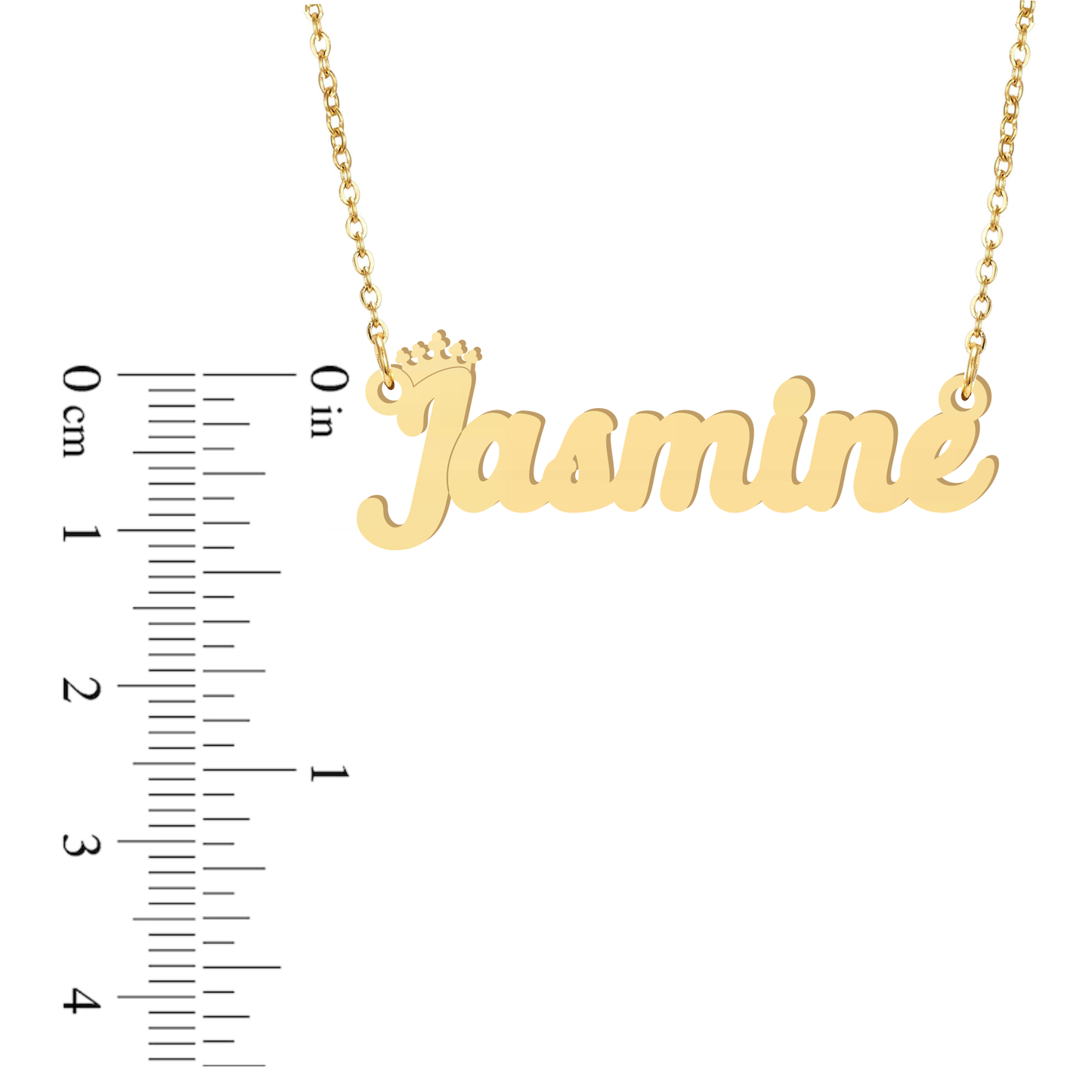Prime & Pure 9K Yellow Gold Name Necklace Jasmine with Crown